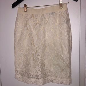 Cream knee length lace skirt